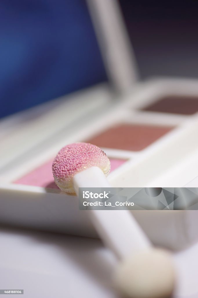 Macro kit eye shadow 3 colors, sponge brush 2015 Stock Photo