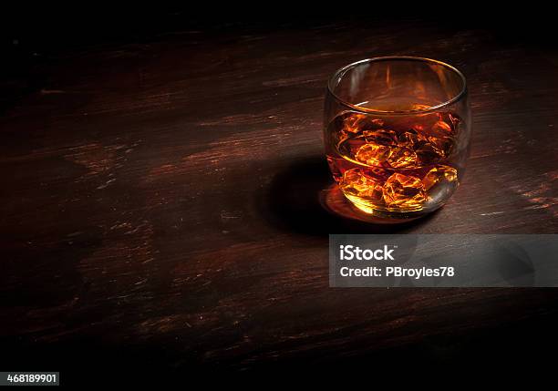 Whiskey On Dark Wood Bar Stock Photo - Download Image Now - Alcohol - Drink, Bar Counter, Copy Space