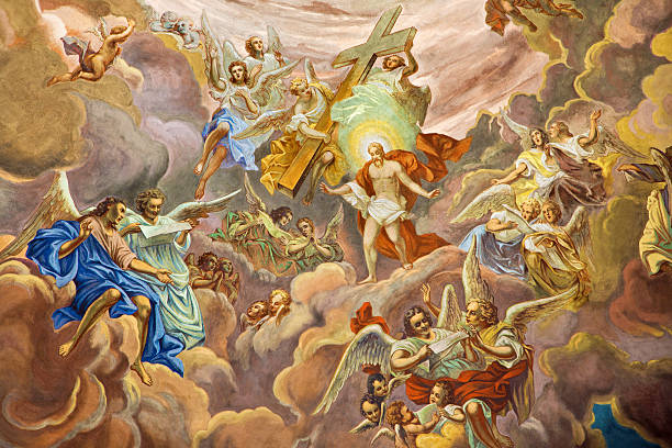 istock Banska Stiavnica - fresco of Christ in glory 468190794