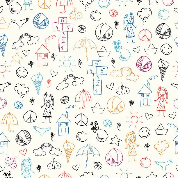 Vector illustration of Summer seamless pattern with icons