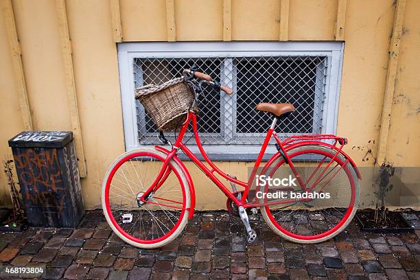 Red Bike Stock Photo - Download Image Now - 2015, Antique, Architecture