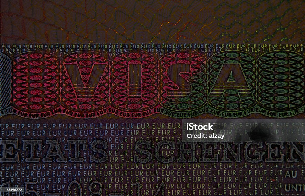 Close up Schengen visa in the passport 2015 Stock Photo