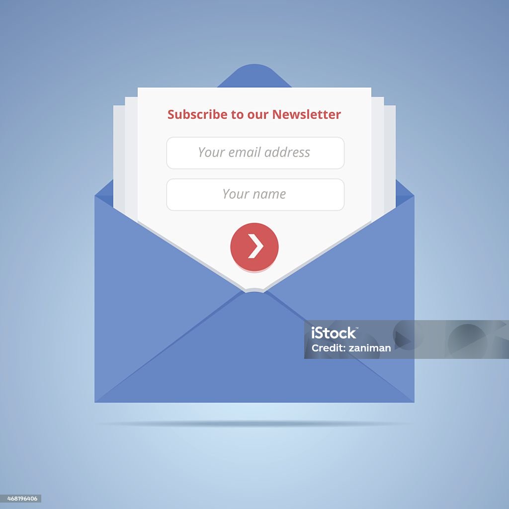 Subscription Envelope Blue Envelope With Subscription Form Stock Illustration - Download ...
