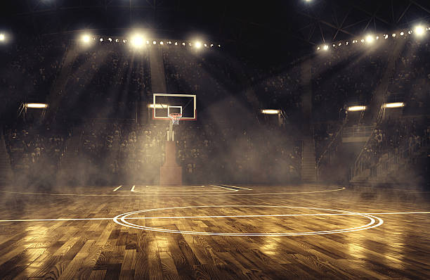 basketball arena - basketball court equipment fotografías e imágenes de stock