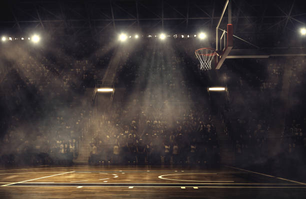 basketball arena - illuminazione con riflettori foto e immagini stock