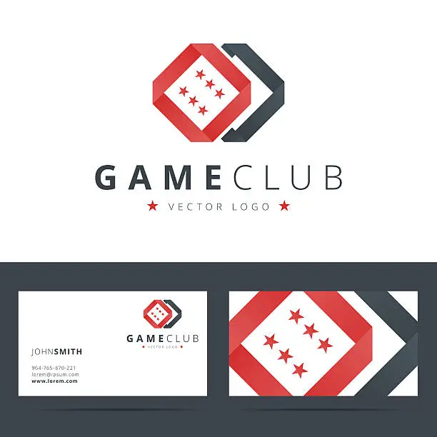 Vector illustration of Game club or casino logo template with business card.