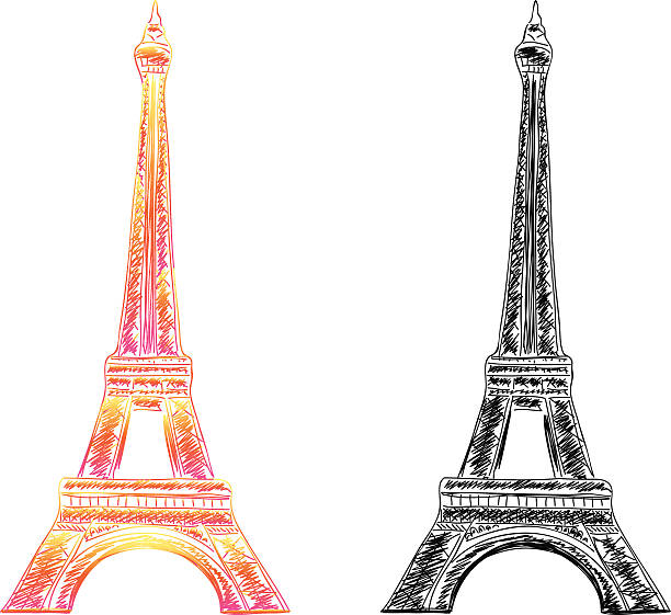 paris eiffel wieża - paris france monument pattern city stock illustrations