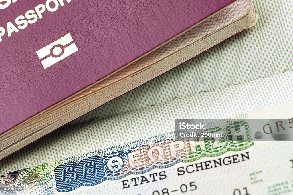 비자 및 여권 - 로열티 프리 Schengen Agreement 스톡 사진