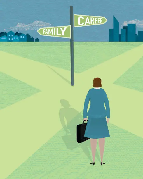 Vector illustration of Work and lifestyle crossroads concept