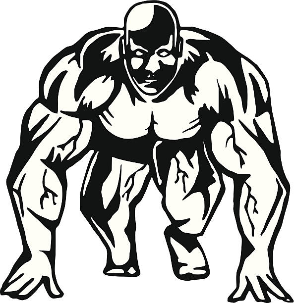 Corrida bodybuilder - ilustração de arte em vetor