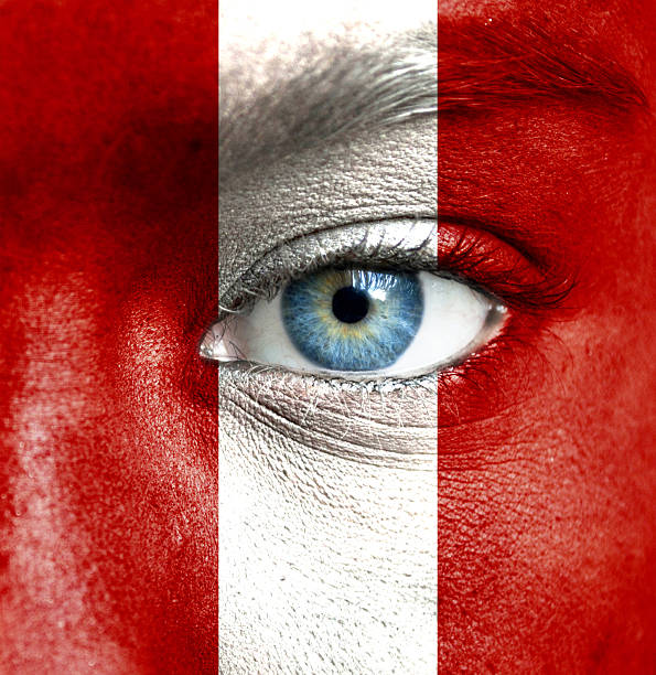 istock Human face painted with flag of Peru 468208471
