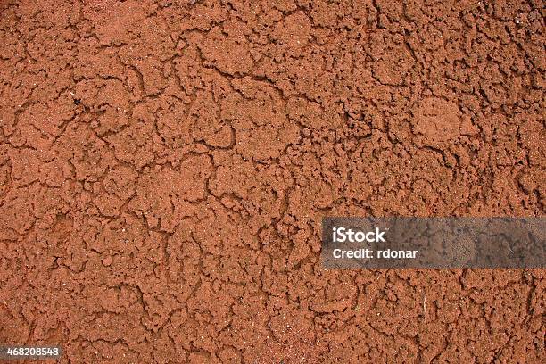 Old Dry Red Crushed Bricks Surface On Outdoor Tennis Ground Stock Photo - Download Image Now