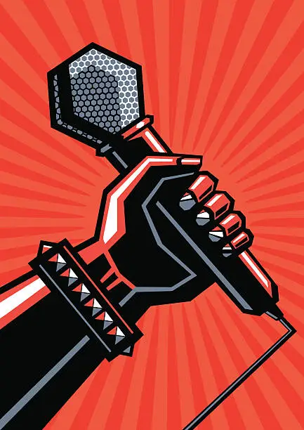 Vector illustration of Rock poster with a microphone