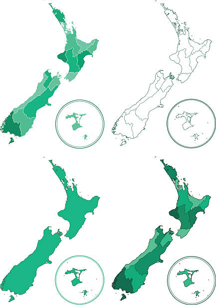 illustrations, cliparts, dessins animés et icônes de cartes de nouvelle-zélande - north island new zealand