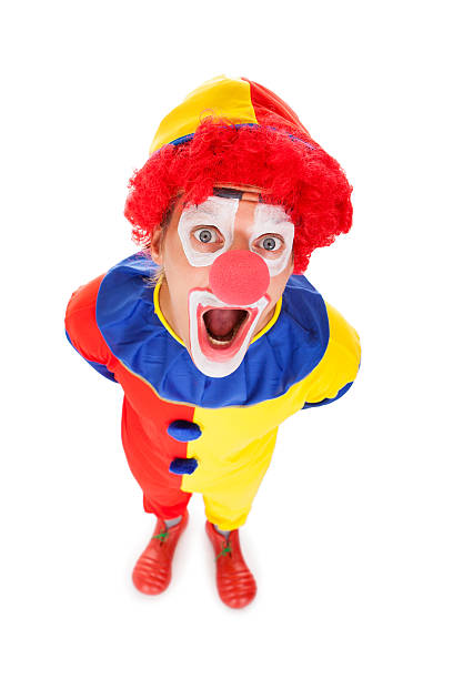 porträt einer schockiert clown - face paint audio stock-fotos und bilder