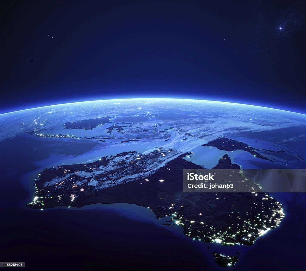 Australia with city lights from space at night Australia with city lights from space at night - Earth daytime series (Elements of this 3d image furnished by NASA -  source maps from http Australia Stock Photo