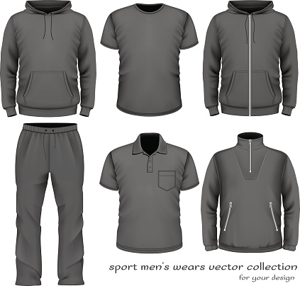 Sport men wear collection. Vector illustration