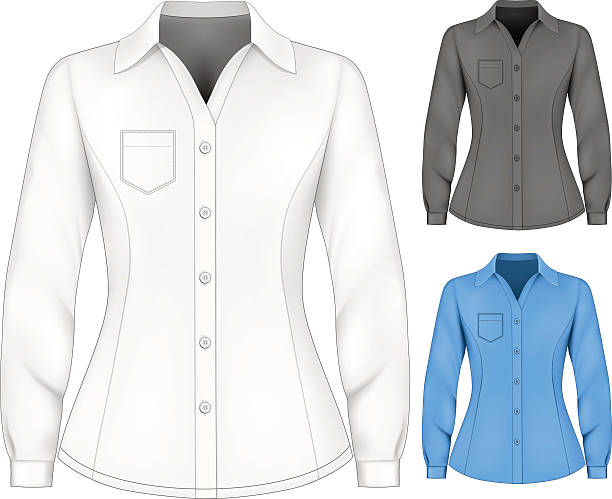 elegante langärmlige blusen für damen. - shirt white women blouse stock-grafiken, -clipart, -cartoons und -symbole