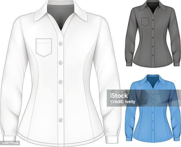 Formal Long Sleeved Blouses For Lady Stock Illustration - Download Image Now - Button Down Shirt, Women, Blouse