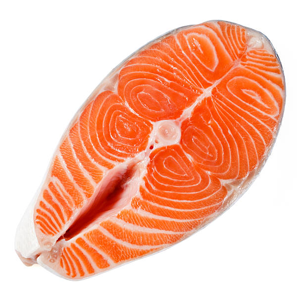 Salmon steak on a white background. With clipping path