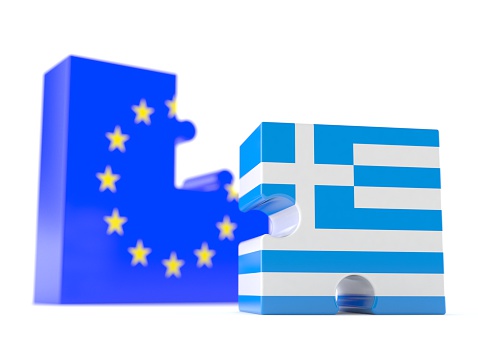 European union with Greece isolated on white background
