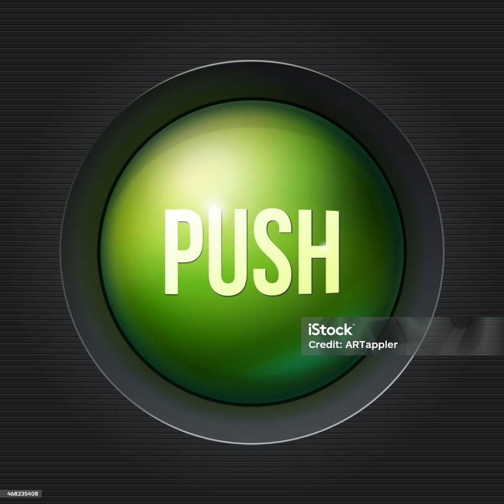 Push Button Background Color Green Push Button At Dark Plactic Background Stock Illustration ...