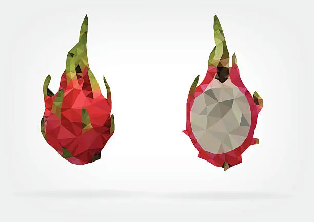 Vector illustration of Low Poly Pitaya fruit