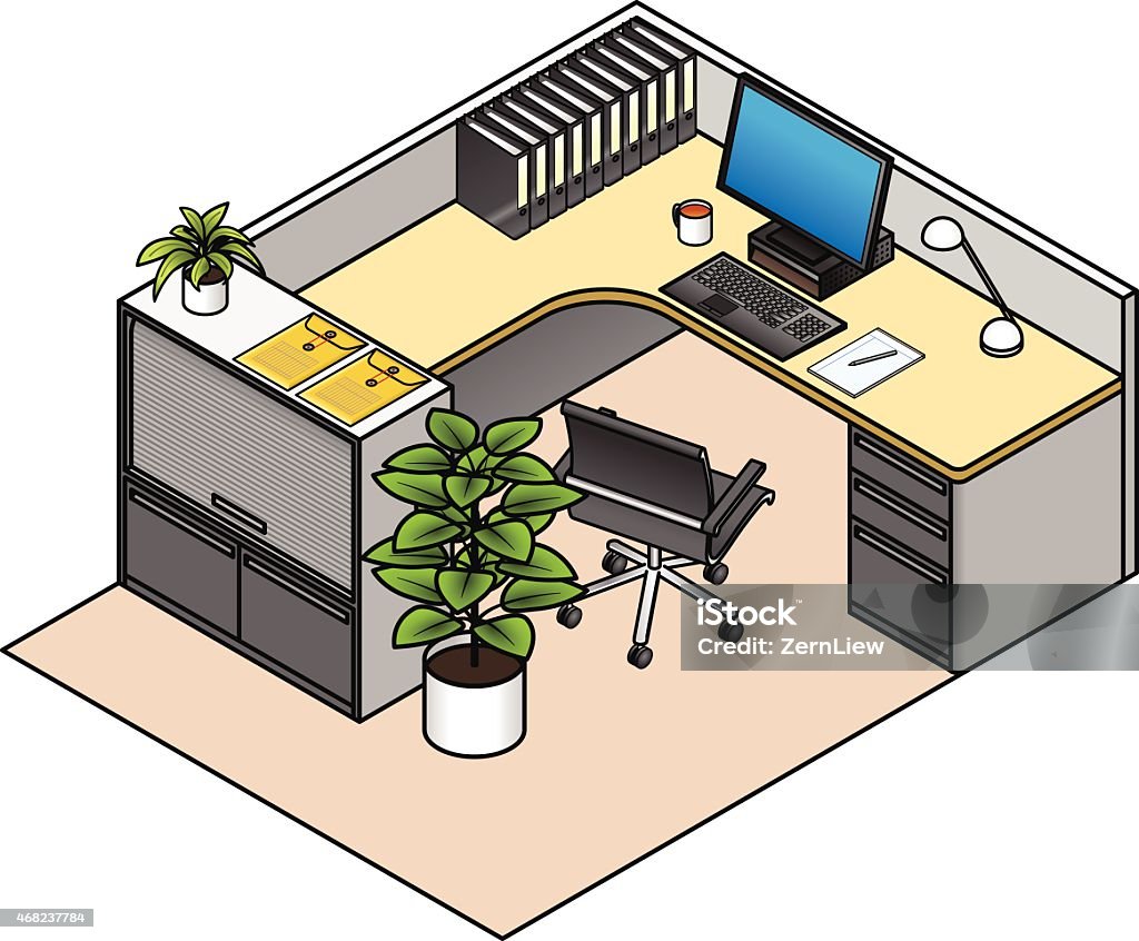 Cubicle Vector Furnished Office Cubicle Stock Illustration - Download Image Now ...