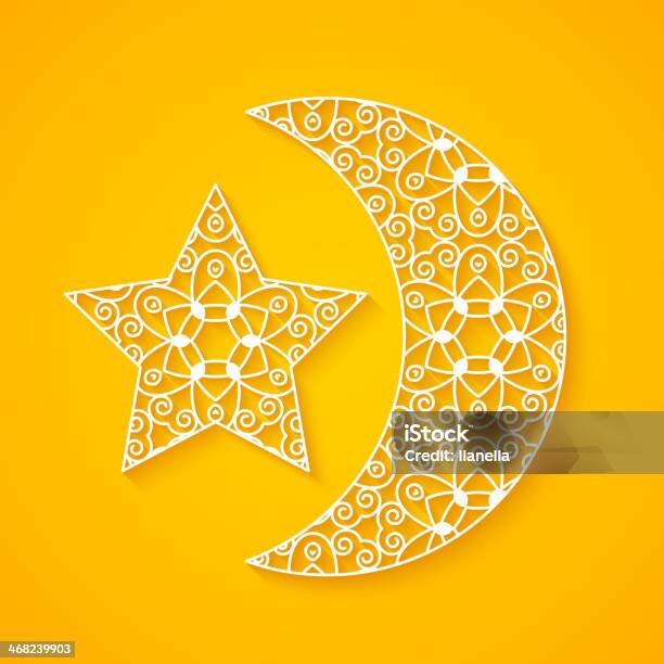 Openwork Moon And Star Stock Illustration - Download Image Now - Abstract, Arabic Style, Art