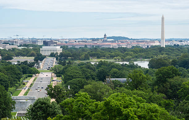 panorama de washington, d.c.  dos eua - washington dc arlington national cemetery arlington virginia architecture imagens e fotografias de stock