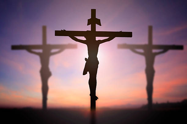 istock Jesus on cross with blur beautiful background 468241814