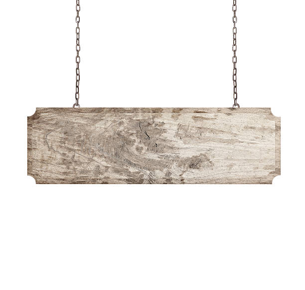 istock Wood sign from a chain isolated on white 468242098