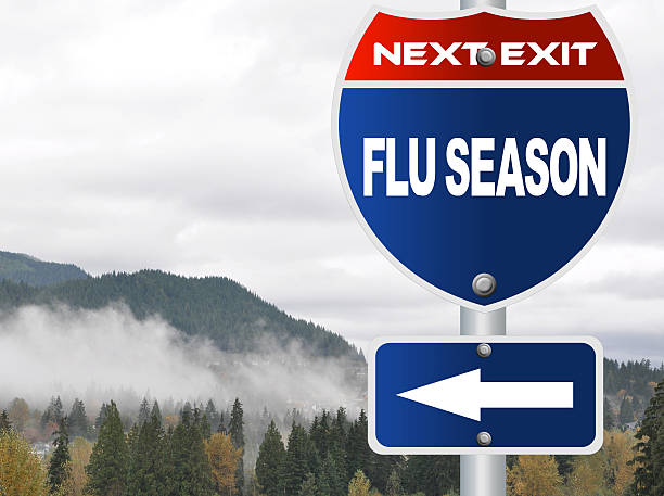 Flu season road sign stock photo