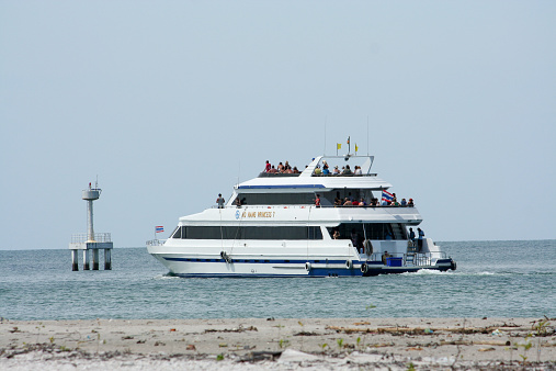 Krabi, Thailand - March 12, 2012: Travel boat at Ao Nang Beach. Many boat to Phi Phi island. Krabi Province, thailand.