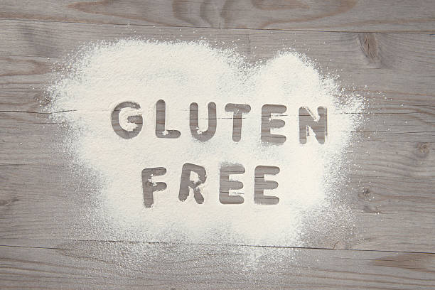 istock Word gluten free written in white flour 468261710