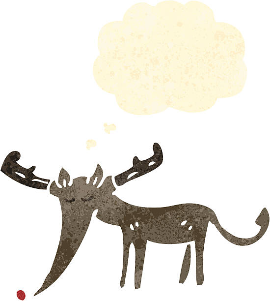 cartoon reindeer ретро - red nosed illustrations stock illustrations