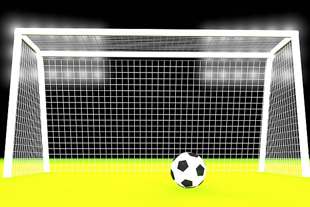 istock 3d soccer ball and goal 468270531