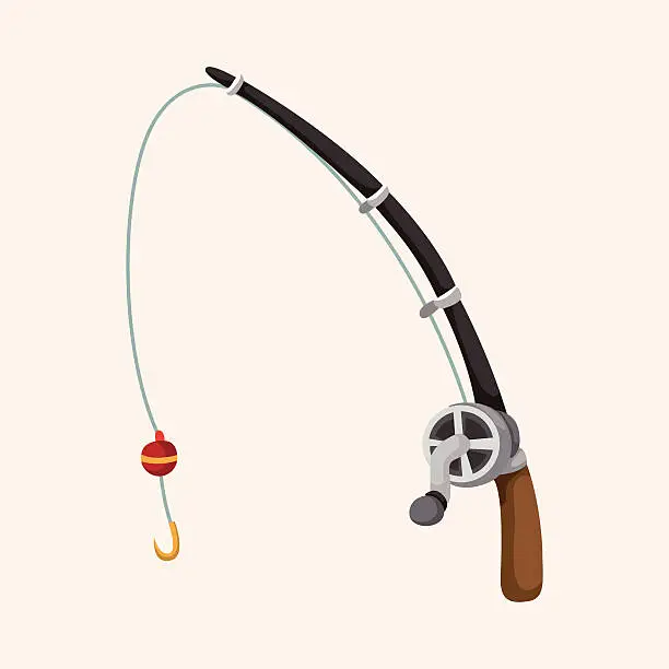Vector illustration of Fishing rods theme elements
