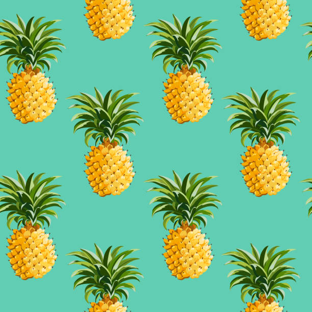 Pineapples Background in Retro Style vector art illustration