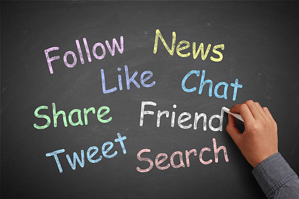 istock Social Media Concept Blackboard With Businessman Hand 468276076