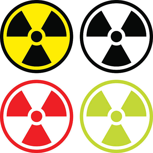 Radioactive symbol Radioactive symbol in flat design. nuclear fission stock illustrations