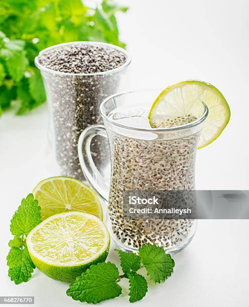 Chia Seeds Drink With Water Stock Photo - Download Image Now - 2015, Antioxidant, Backgrounds