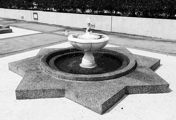 Fountain in a pond, high speed photography in black and white