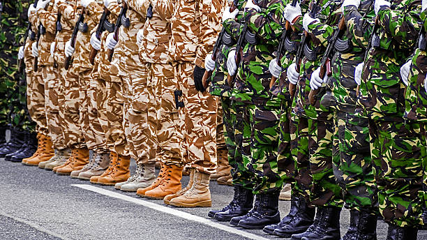 istock Platoon of soldiers in formation 468294330