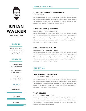 Creative and minimalistic personal vector resume / cv template.