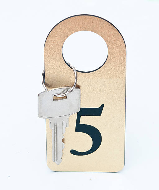istock Hotel key isolated on white background. 468297415
