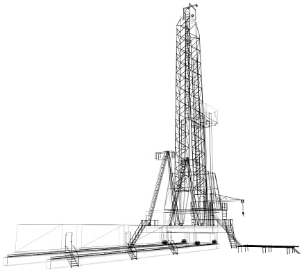 Oil rig. Detailed illustration isolated on white background. Rendering of 3d