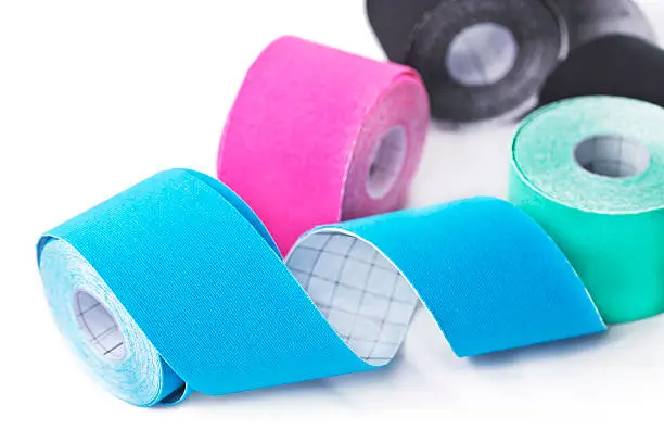 Photo of Variety of colorful therapeutic self-adhesive tapes