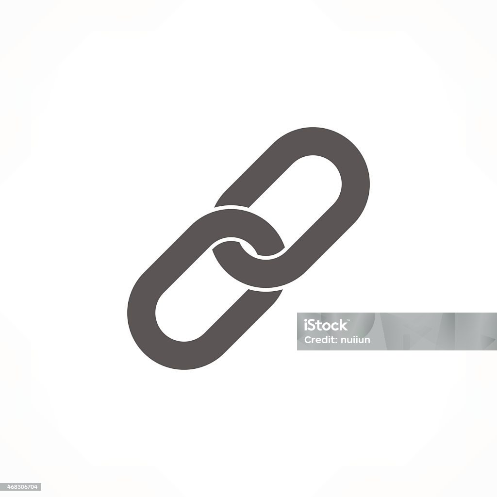 Two chains on a link in gray over white link icon Chain - Object stock vector