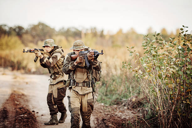 istock Two soldiers are exploring an unfamiliar area 468307058